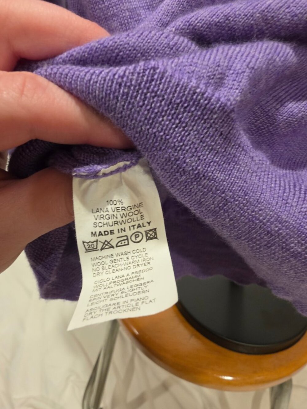 Gran Sasso Italy 100% Virgin Wool L Purple Lavender Sweater Made in Italy - Picture 4 of 7